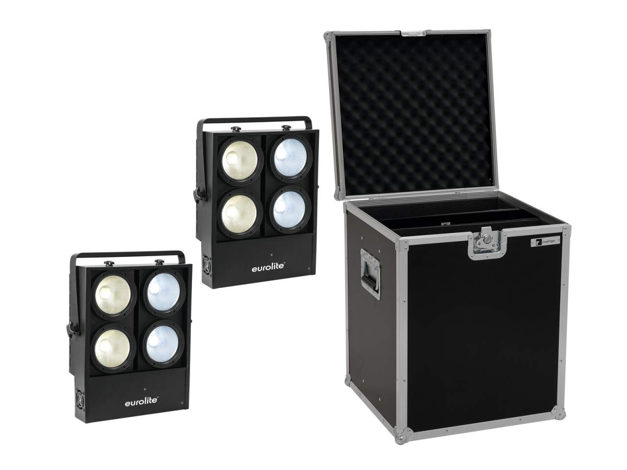 EUROLITE Set 2x Audience Blinder 4x100W LED COB CW-WW + Case