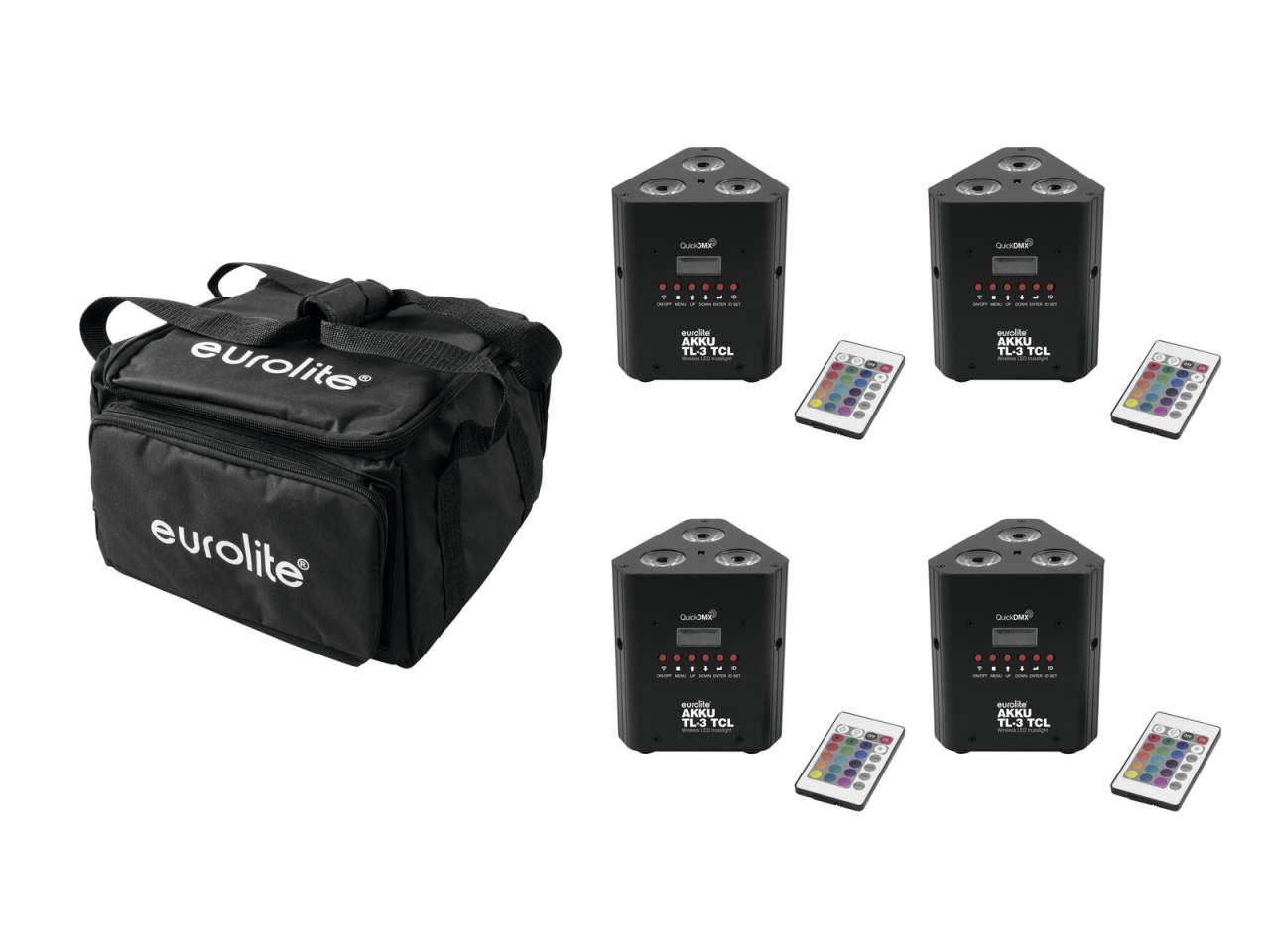 EUROLITE Set 4x AKKU TL-3 QuickDMX + Soft-Bag unter EUROLITE