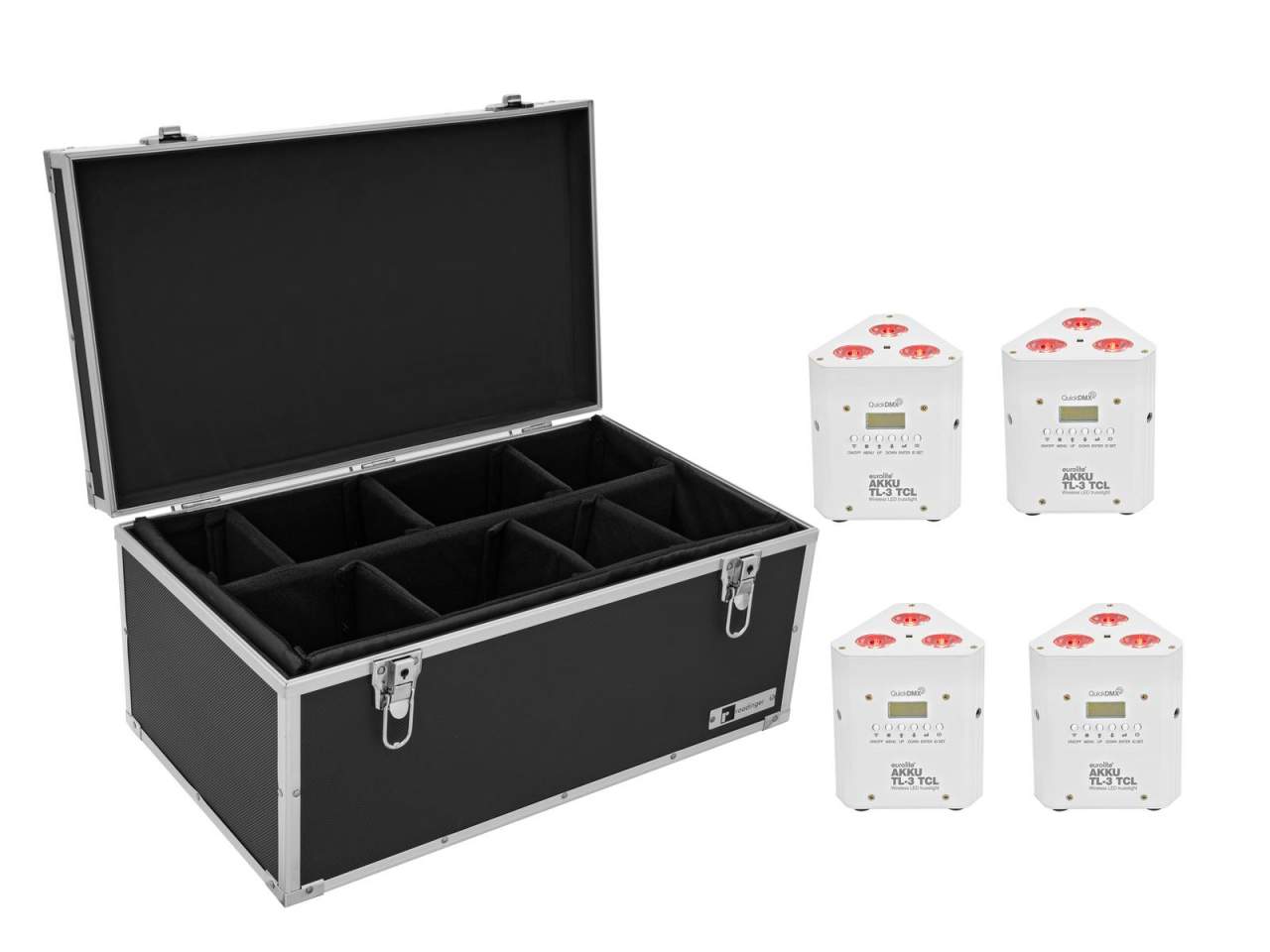 EUROLITE Set 4x AKKU TL-3 TCL weiss + Case TDV-1