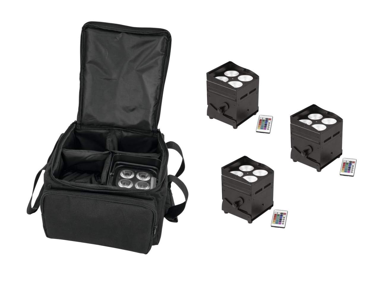 EUROLITE Set 4x AKKU UP-4 QCL Spot QuickDMX + SB-4 Soft-Bag L