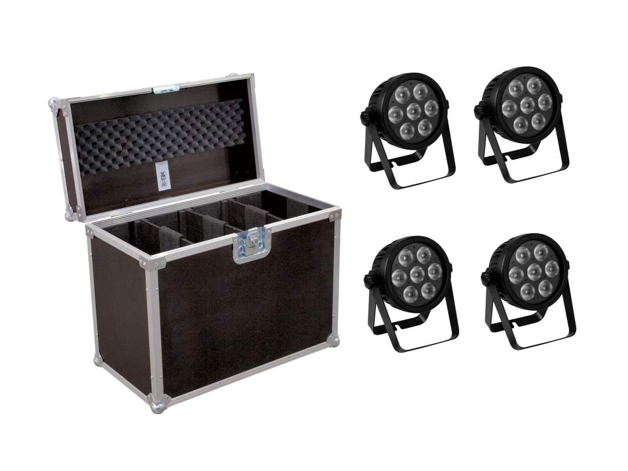 EUROLITE Set 4x LED 7C-7 Silent Slim Spot + Case