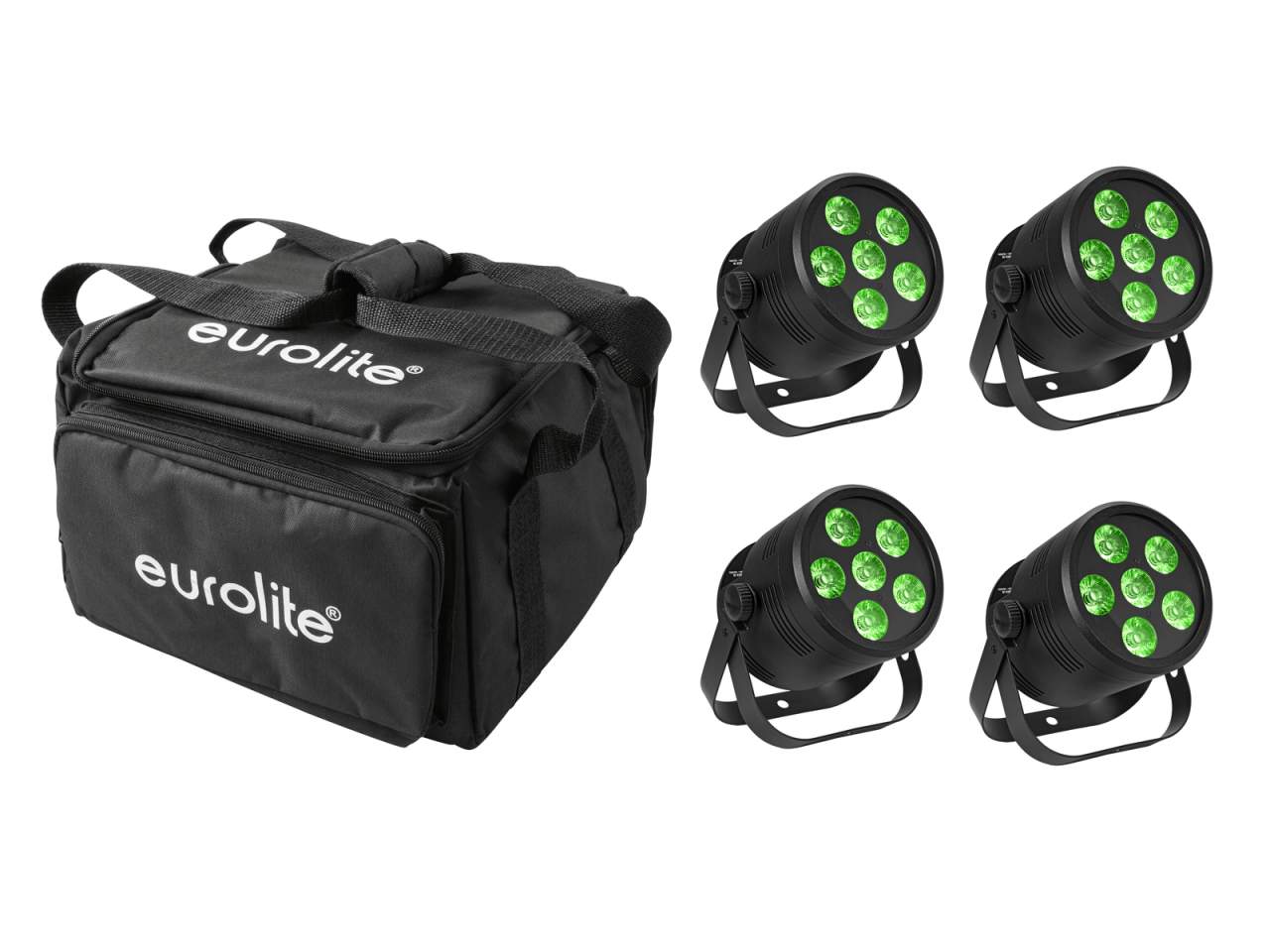 EUROLITE Set 4x LED Silent Par 6 QCL Floor sw + Soft-Bag unter EUROLITE