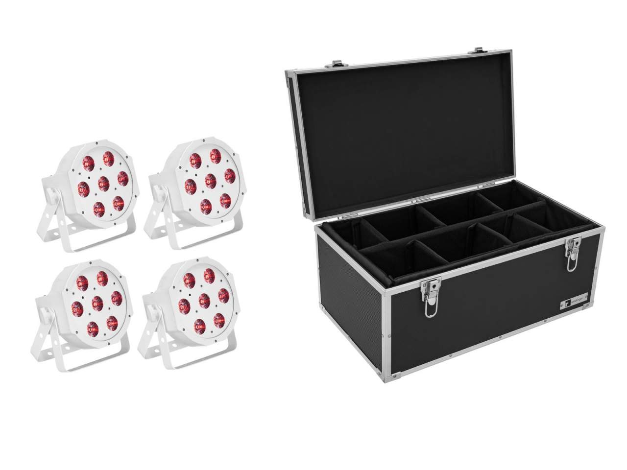 EUROLITE Set 4x LED SLS-7 HCL Floor weiss + Case