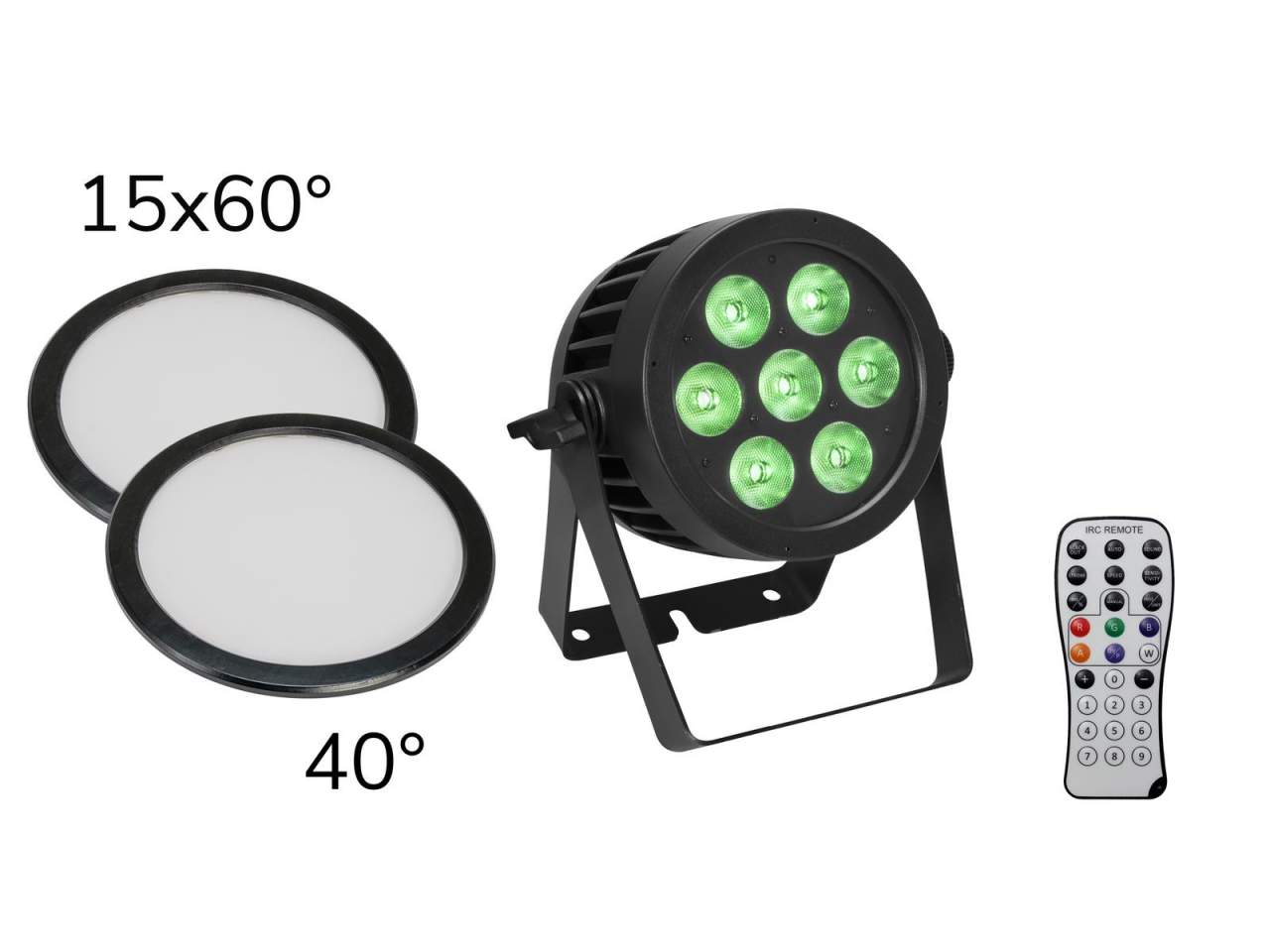 EUROLITE Set LED IP PAR 7x9W SCL Spot + 2x Diffusorscheibe (15x60- und 40-)