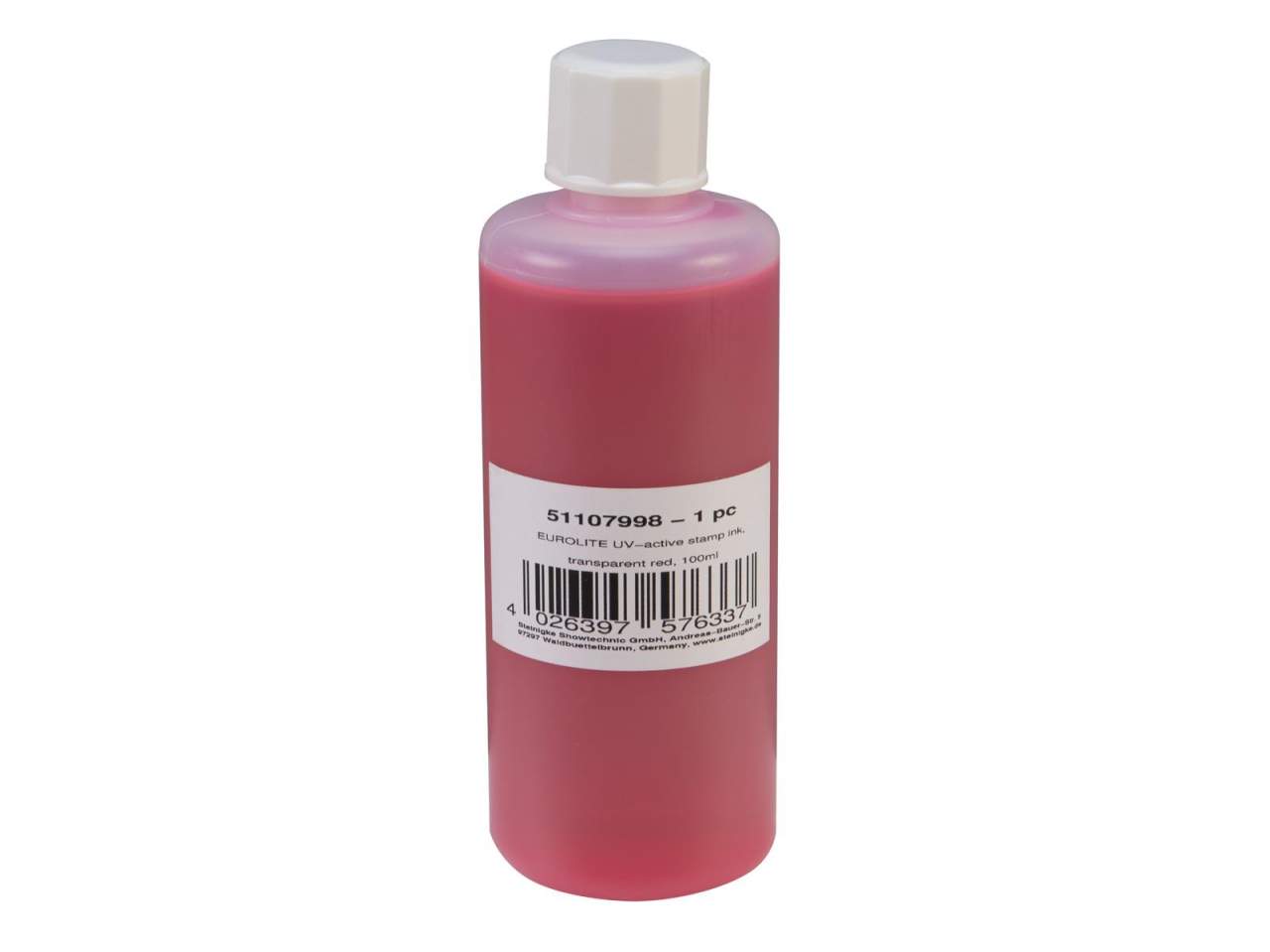 EUROLITE UV-aktive Stempelfarbe- transparent rot- 100ml