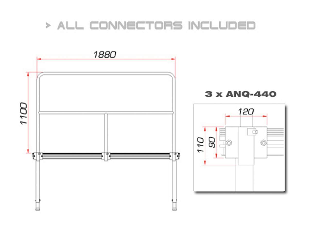 GUIL TMQ-02-440 Bhnengelnder 188cm Aluminiumversion sw