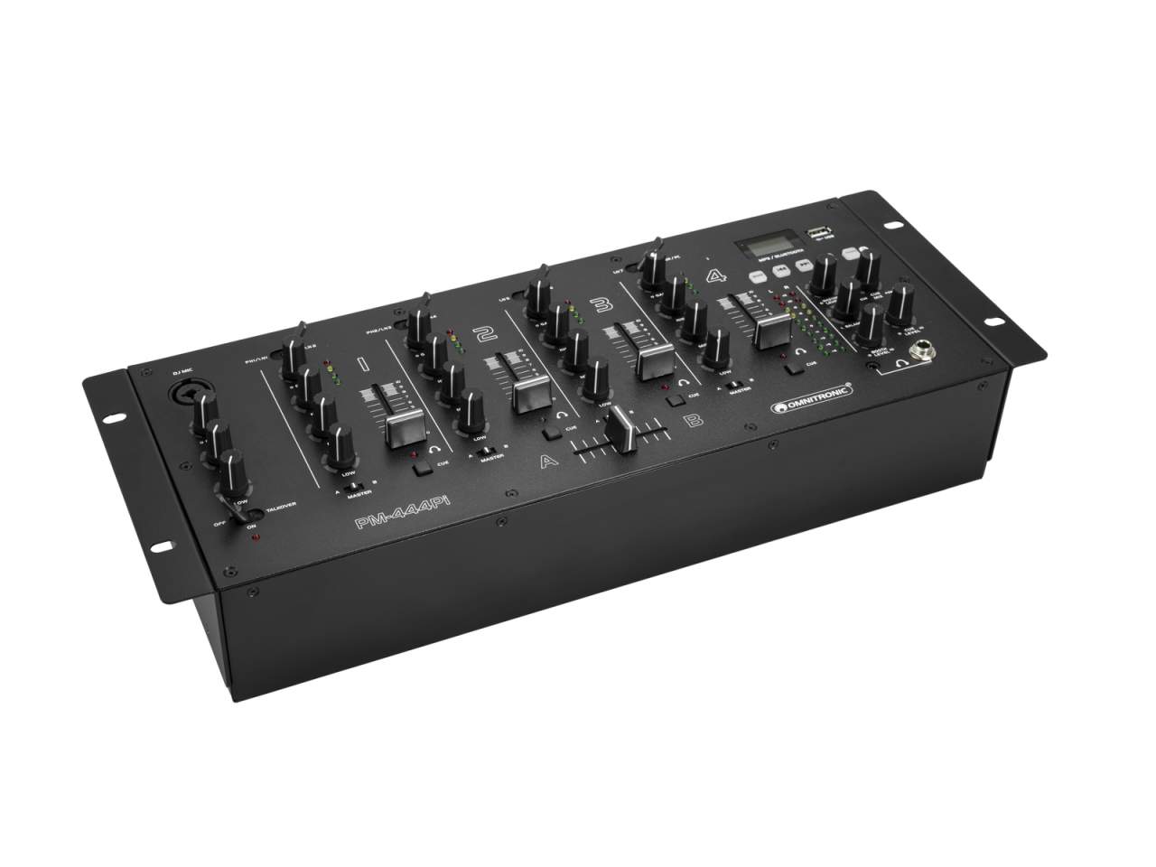 OMNITRONIC PM-444Pi 4-Kanal-DJ-Mixer mit Player und USB-Interface