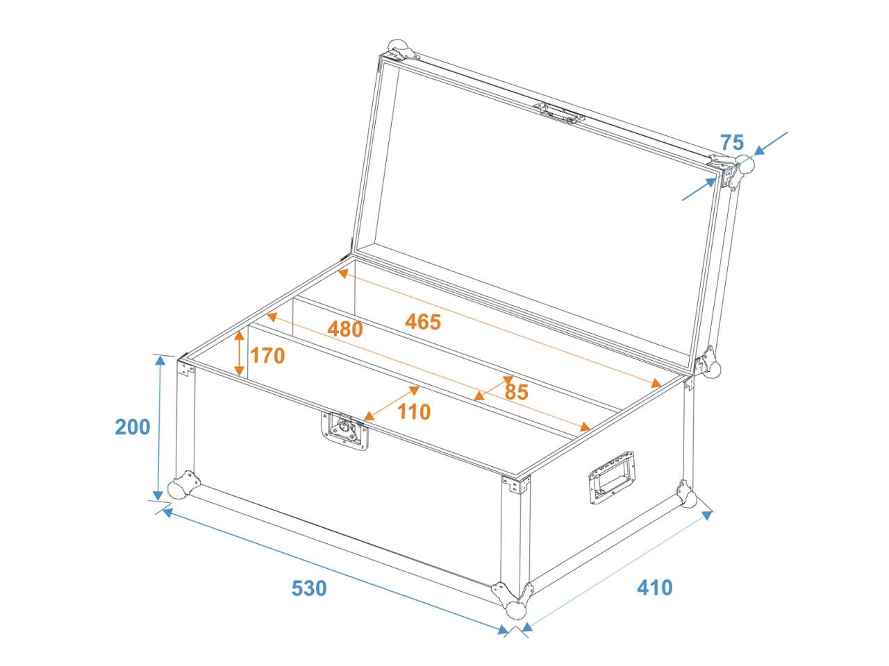 ROADINGER Flightcase 2x LED CBB-4