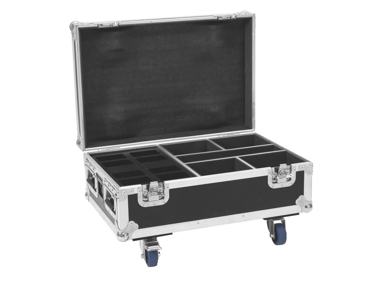 ROADINGER Flightcase 4x AKKU IP UP-4 Plus HCL Spot WDMX mit Ladefunktion