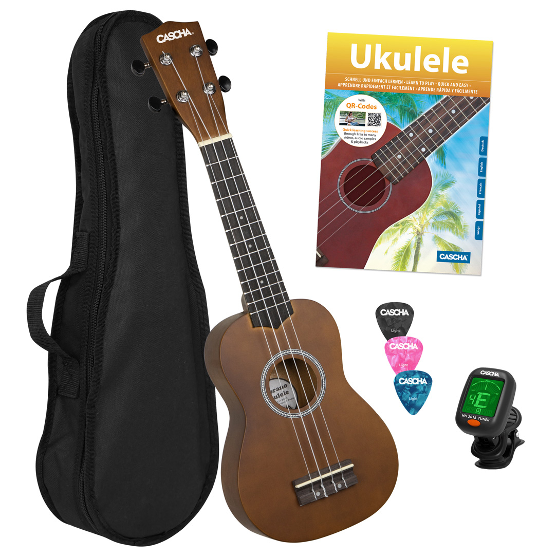 Ukulele Set Cascha Linde Sopran Brown
